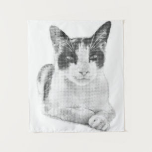 Dreifarbiges Katze Halftone Wandteppich
