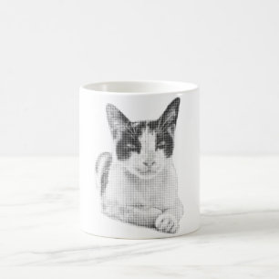 Dreifarbiges Katze Minimal Halftone Verwandlungstasse