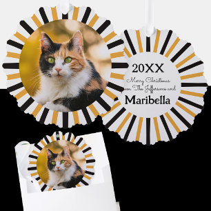 Dreifarbiges Katzen-Weihnachten Ornament Karte
