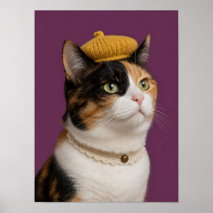 Dreifarbiges Katzenwandbild — Porträt einer etepet Poster