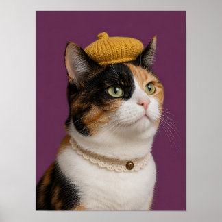 Dreifarbiges Katzenwandbild — Porträt einer etepet Poster