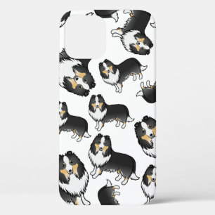 Dreifarbiges Shetland-Schäferhund-Cartoon-Hund-Mus Case-Mate iPhone Hülle