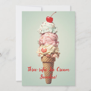 Dreigriffige Eiscreme Sundae Geburtstagskarte Einladung