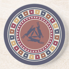 Dreihaarmotiv und Vintage Geometrie Getränkeuntersetzer