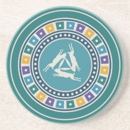 Dreihaarmotiv und Vintage Geometrie Getränkeuntersetzer