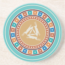 Dreihaarmotiv und Vintage Geometrie Getränkeuntersetzer