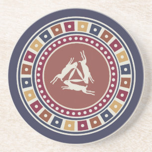 Dreihasenmotiv und vintage geometrisches Muster Getränkeuntersetzer
