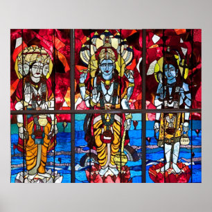 Dreiheits-Buntglas-Fenster Poster