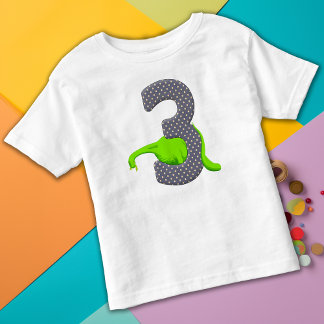 Dreijährige grüne Dinosaurier 2 Kleinkind T-shirt