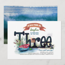 Dreimal 3 Fishing Themed Boys - Einladung zum Gebu