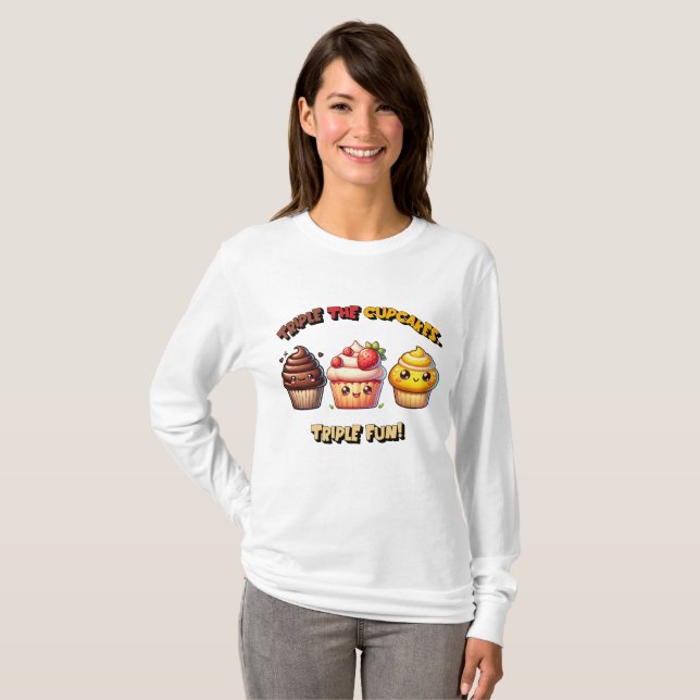 Dreimal die Cupcakes, Triple Fun! T-Shirt (Vorne ganz)