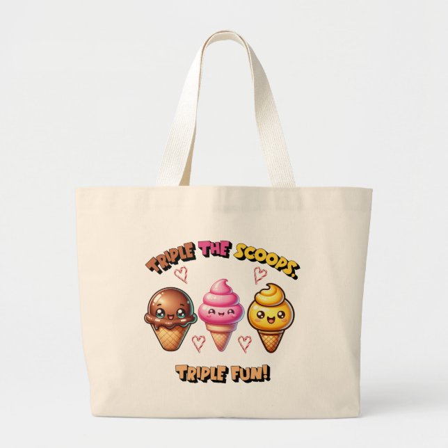 Dreimal die Scoops, Triple Fun! Jumbo Stoffbeutel (Vorne)