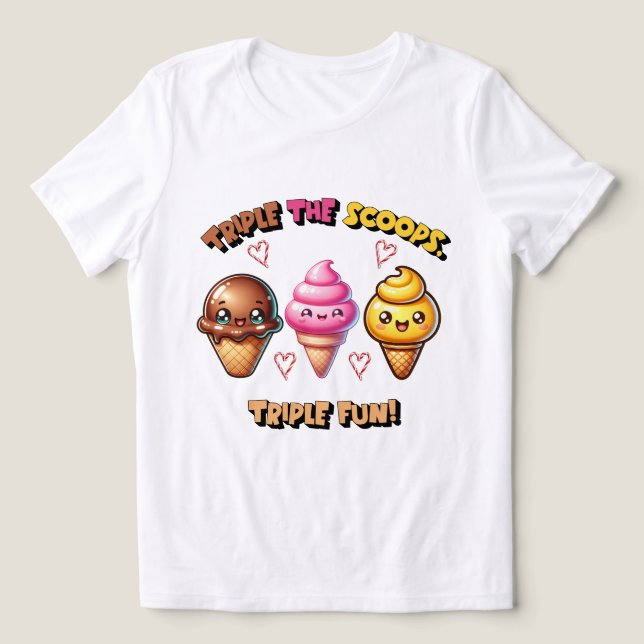 Dreimal die Scoops, Triple Fun! Tri-Blend Shirt (Design Vorderseite)