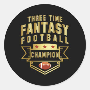 Dreimal Fantasy Football Champion Champ 3 Mal Runder Aufkleber