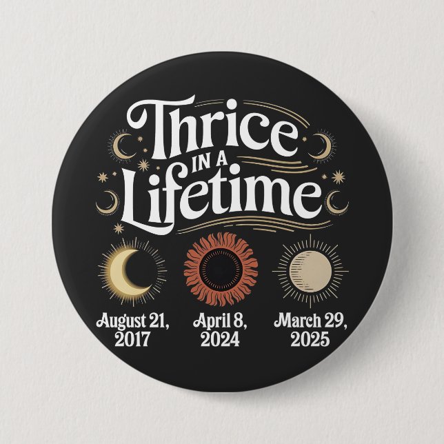 Dreimal im Leben 2025 Solar Eclipse Astronomie Button (Vorderseite)