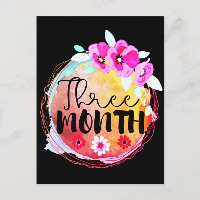 Dreimonatiges Baby-Meilenstein-Etikett Postkarte (Vorderseite)