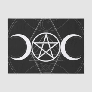 Dreimonddreiecks-Pentagramm-Wicca-Geburtstag Seidenpapier