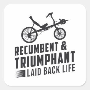 Dreirad Liegerad & Triumphierend Vintage Retro Quadratischer Aufkleber