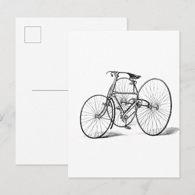 Dreirad Zeichnung Postkarte (Vorne/Hinten)