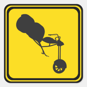 Dreiräder voraus! quadratischer aufkleber