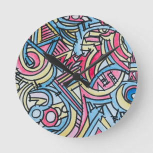Dreiring-Zirkus-Moderne geometrische Kunst Runde Wanduhr