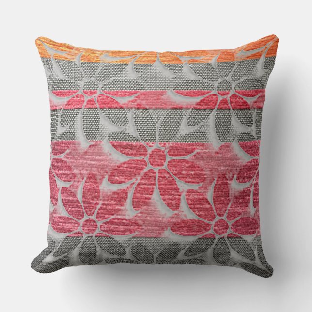 Dreisfarbig Daisy Print Cotton Throw Kissen (Vorderseite)