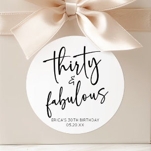 Dreißig & Fabelhaft Minimalistische 30. Geburtstag Runder Aufkleber