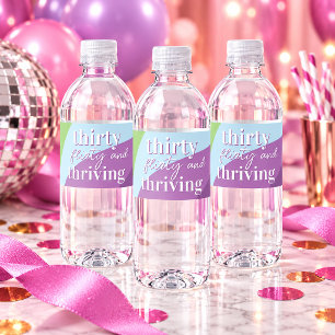 Dreißig Flirty & Thriving Party 30. Geburtstag Wasserflaschenetikett