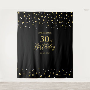 Dreißig Gold & Black 30. Geburtstagsfeier Hinter Wandteppich