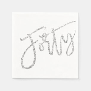 Dreißig moderne Drehbuch Silber Glitzer 40. Party Serviette