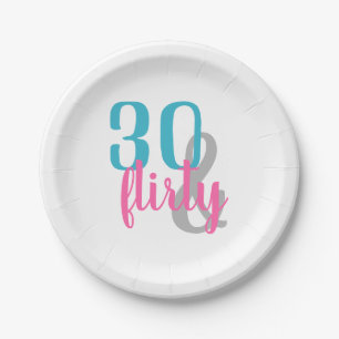 Dreißig und koketter Geburtstags-Papier-Teller Pappteller