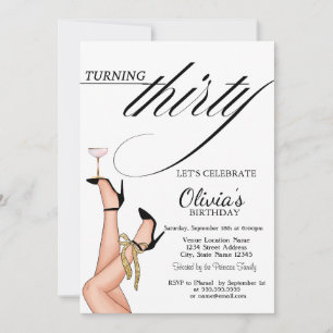 Dreißig werden High Heels Martini 30. Geburtstag Einladung