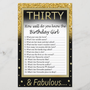 Dreißig Wie gut kennst du das Geburtstagsmädchen?