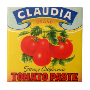 Dreißigerjahre Claudia-Tomatenkonzentrataufkleber Fliese