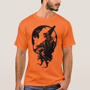 Dreißigerjahre Kunst-Deko-Hexe und Mond-T - Shirt
