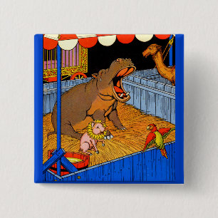 Dreißigerjahre schreiender Hippopotamus und Button