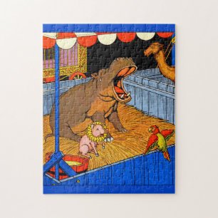 Dreißigerjahre schreiender Hippopotamus und Puzzle