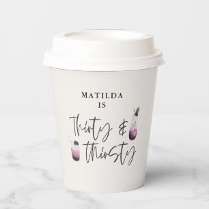 Dreißigunddreißig lila Getränke Geburtstag Pappbecher