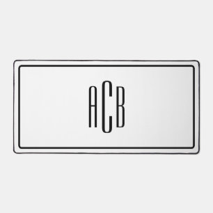 Dreistellige blaue Monogramm mit schwarzem Rand Schreibtischunterlage