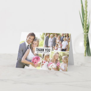 Dreiteilige Fotocollage-Hochzeit-Dankeskarten Dankeskarte