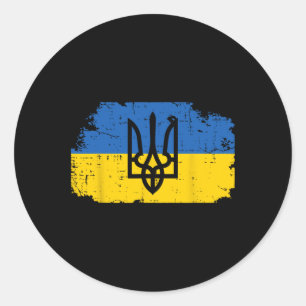 Dreizack-Symbol der ukrainischen Flagge Ukrainisch Runder Aufkleber
