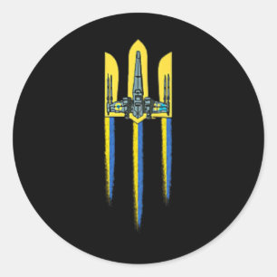 Dreizack-Symbol Wappen Ukraine Logo Runder Aufkleber