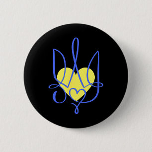 Dreizack-Wappen Ukraine Geschenk Herz Button