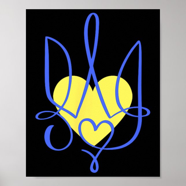 Dreizack-Wappen Ukraine Geschenk Herz Poster (Vorne)