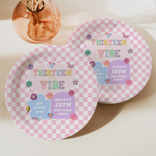 Dreizehn A Vibe Preppy Patch 13. Geburtstagsfeier Pappteller