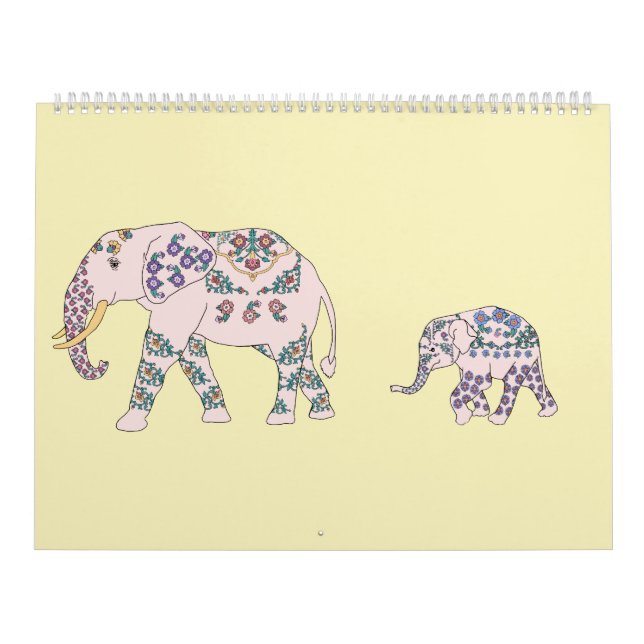 Dreizehn Elefanten und eine Giraffe Kalender (Titelbild)