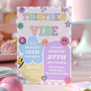 Dreizehn ist eine Vibe Patch 13. Geburtstagsparty Einladung
