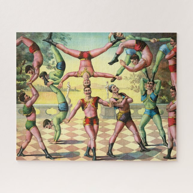 Dreizehn Männer bei Akrobatik Puzzle (Horizontal)