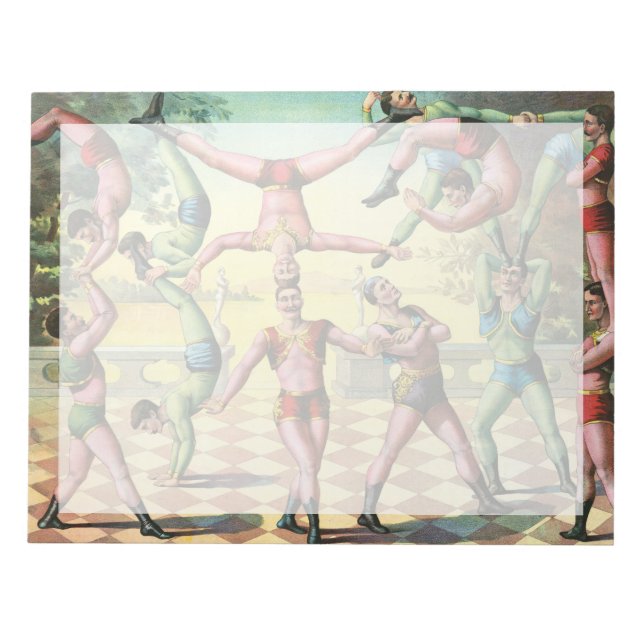 Dreizehn Männer machen Akrobatik Notizblock (Vorderseite)