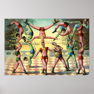 Dreizehn Männer machen Akrobatik Poster